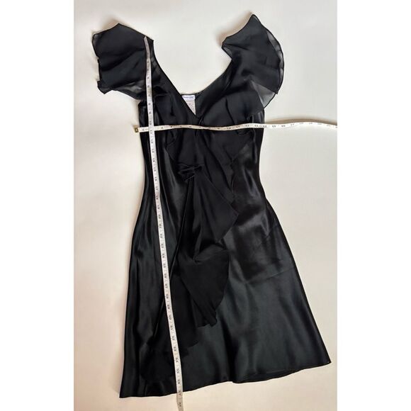 Vintage Intimissimi Silk Black Asymmetrical Ruffle Dress in Black Size S - Picture 3 of 5